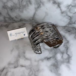 NWT Silver Adjustable Hammered Multi Bangle Cuff